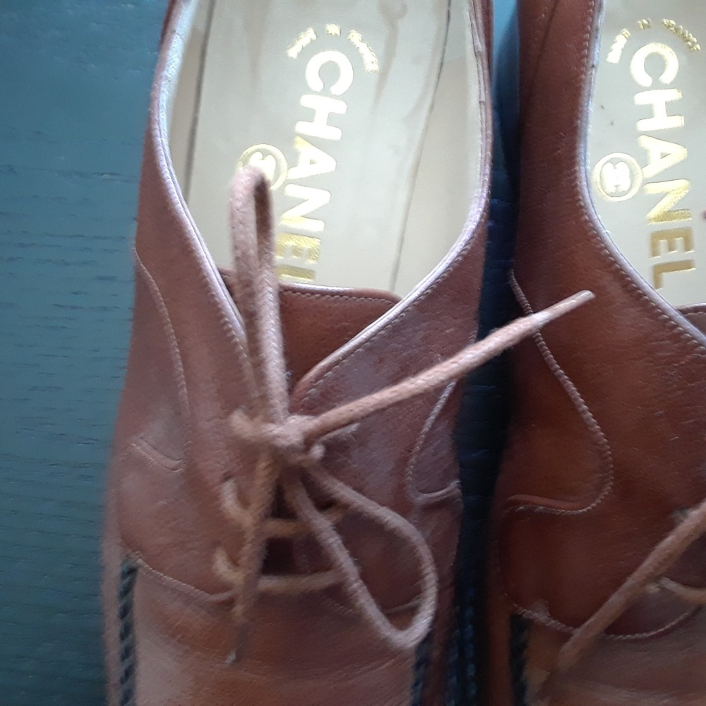 Authentic Chanel lace up oxfords shoes
